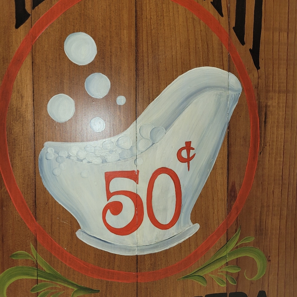 Vintage Wooden Hot Bath Sign - Picture 3 of 3